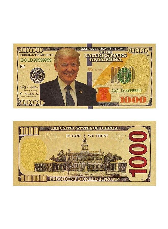 PartyYeah Donald Trump 1000 Dollar Bill Banknote One Thousand 24K Gold Coated Donald Trump Legacy Limited Edition Million Dollar Bill Great Gift For Coin Currency Collectors And Republican (100 Pack) - Image 5