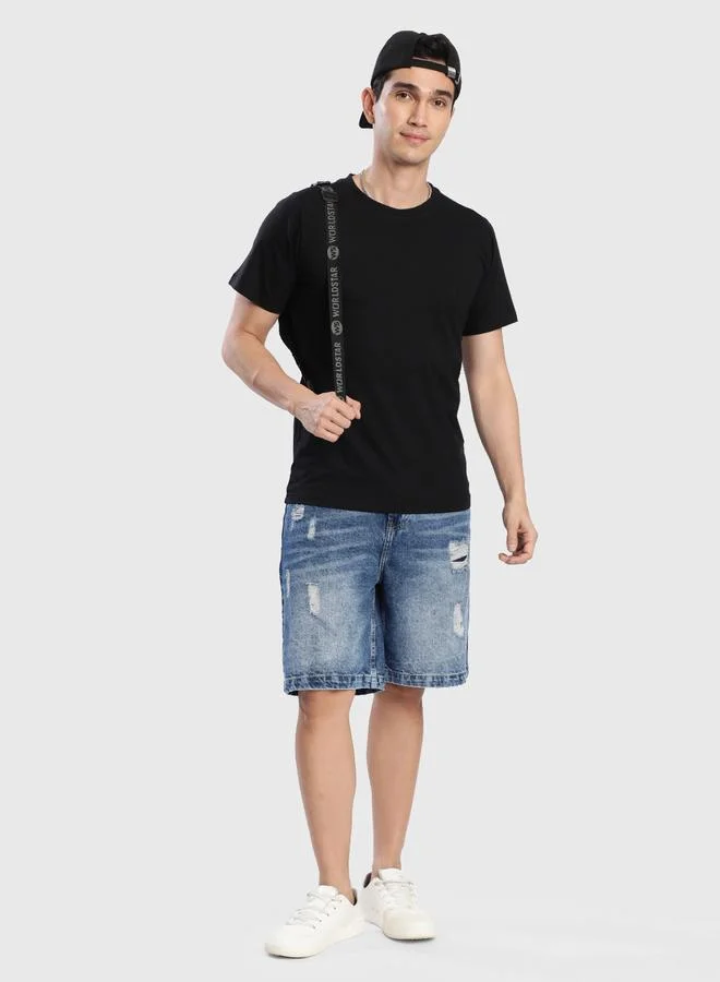 ستايلي Men Black Solid Regular Fit T-Shirt By Bene Kleed