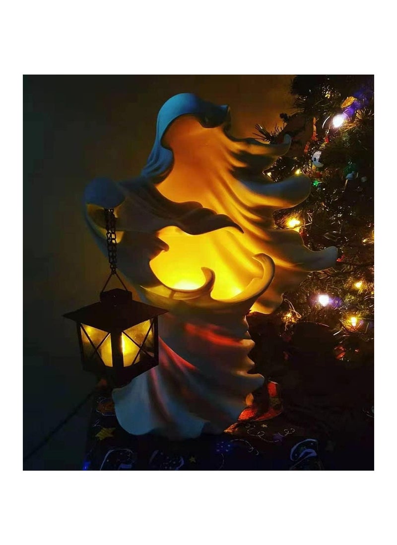 KASTWAVE Messenger with Lantern, Witch Ghoul Lamp, Witch Resin Sculpture Decoration Ghost Statue Decoration, Garden Decoration, Gift Props, White  - Image 4