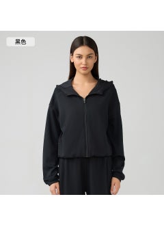 Generic Autumn Winter Hooded Zip Cardigan Casual Sweatshirt Women Black 