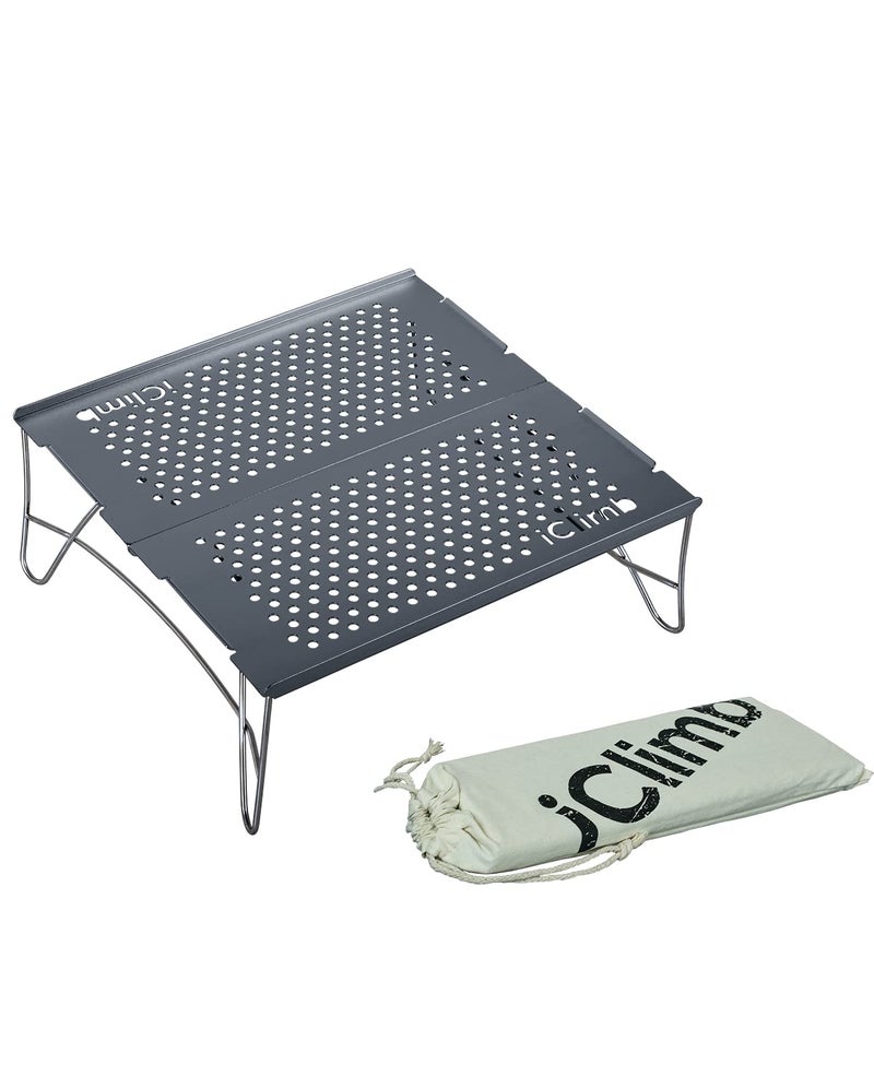 iClimb Mini Solo Folding Table Ultralight Compact for Backpacking Camping Hiking Beach Picnic Gunmetal Mini