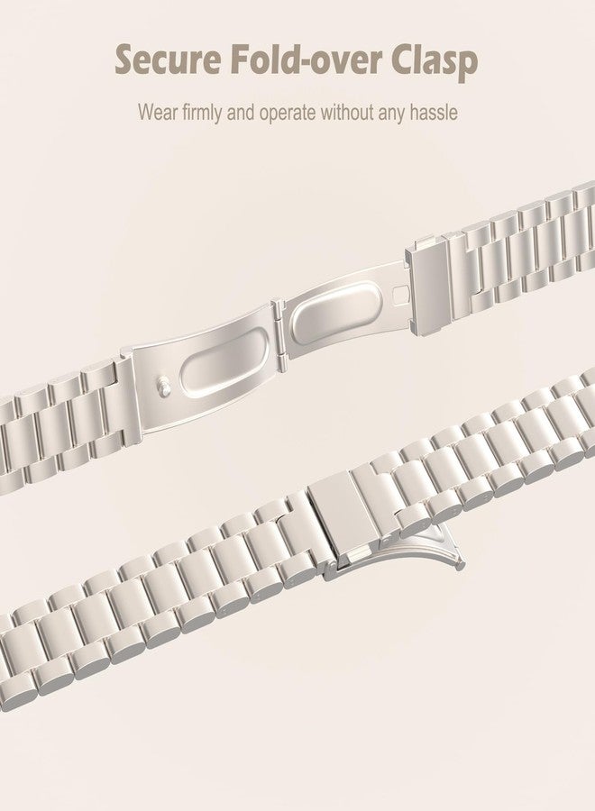 MoKo Slim Metal Band Compatible with Apple Watch Series 11/10 42mm, 9/8/7 41mm, SE3/SE2/SE/6/5/4 40mm, 3/2/1 38mm, Stainless Steel Thin Band Replacement Strap iWatch Wristband for Women, Starlight - Image 4