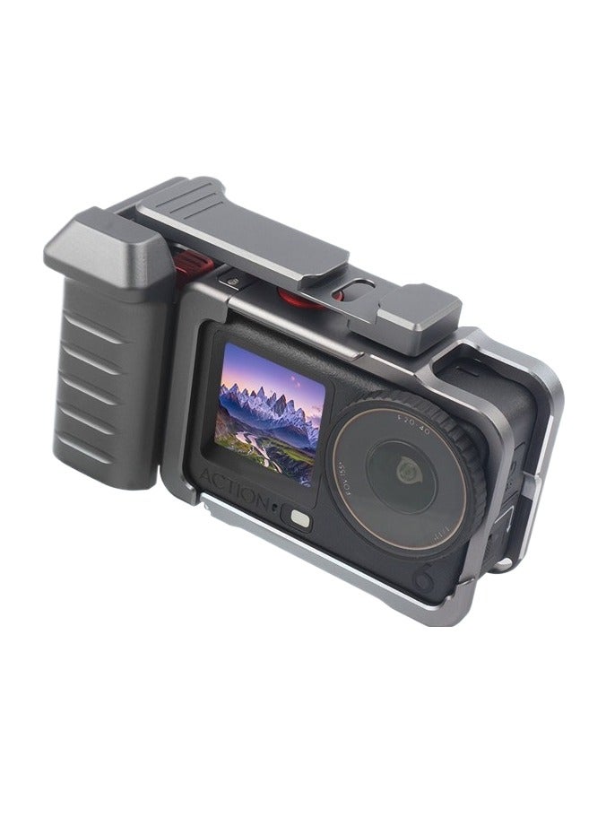 For DJI Action 6 Aluminum Alloy Street Shooting Handle Kit, Quick-Release & Magnetic Compatible, Cold Shoe Mount, Lightweight Protective Frame - Image 1