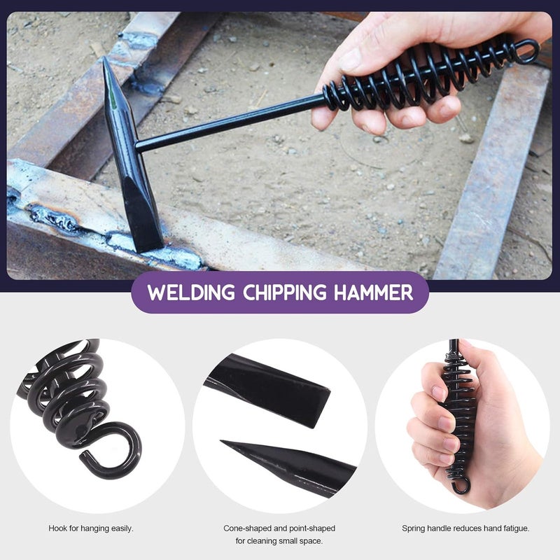 Swpeet Repeated use trusted quality 7Pcs 10 Inch Scratch Wire Brush Welding Hammers Slag Removal Tool with Metal Sheet Thickness Gauges, 8 Inch Welding Plier and 10 Inch Welding Chipping Hammer with Steel Coil Spring Handle Wear resistant - Image 4