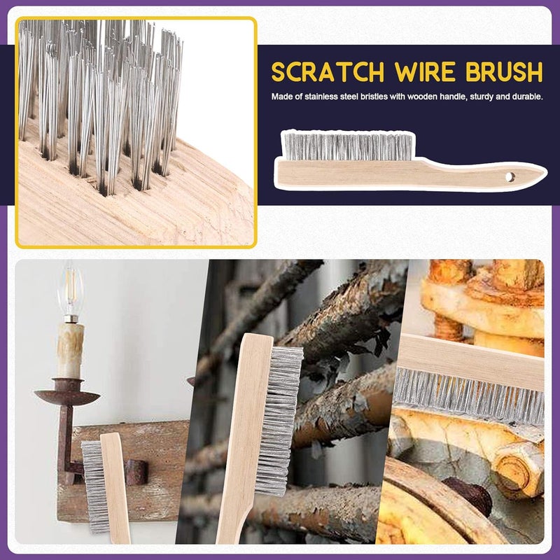 Swpeet Repeated use trusted quality 7Pcs 10 Inch Scratch Wire Brush Welding Hammers Slag Removal Tool with Metal Sheet Thickness Gauges, 8 Inch Welding Plier and 10 Inch Welding Chipping Hammer with Steel Coil Spring Handle Wear resistant - Image 5