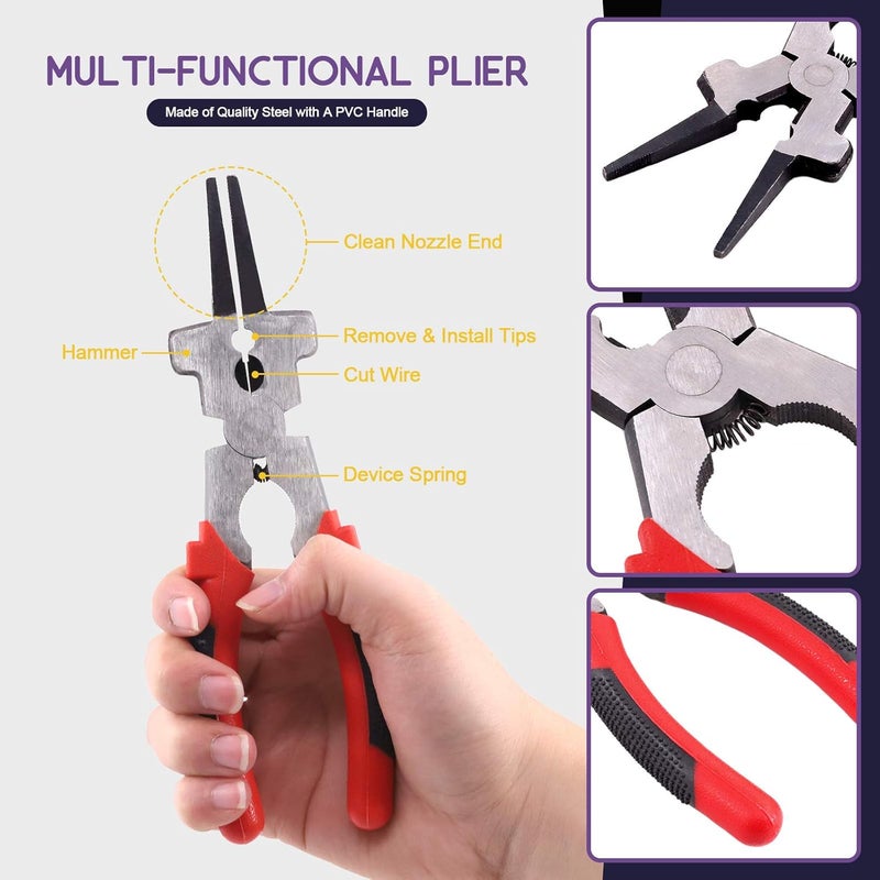 Swpeet Repeated use trusted quality 7Pcs 10 Inch Scratch Wire Brush Welding Hammers Slag Removal Tool with Metal Sheet Thickness Gauges, 8 Inch Welding Plier and 10 Inch Welding Chipping Hammer with Steel Coil Spring Handle Wear resistant - Image 3
