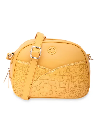 CAPRESE Caprese Cabo Croco Ochre Faux Leather Small Sling Bag