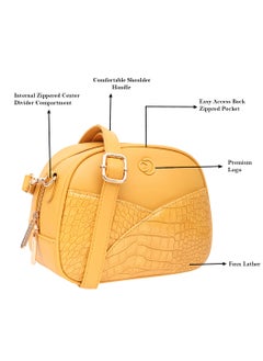 CAPRESE Caprese Cabo Croco Ochre Faux Leather Small Sling Bag  - Image 3