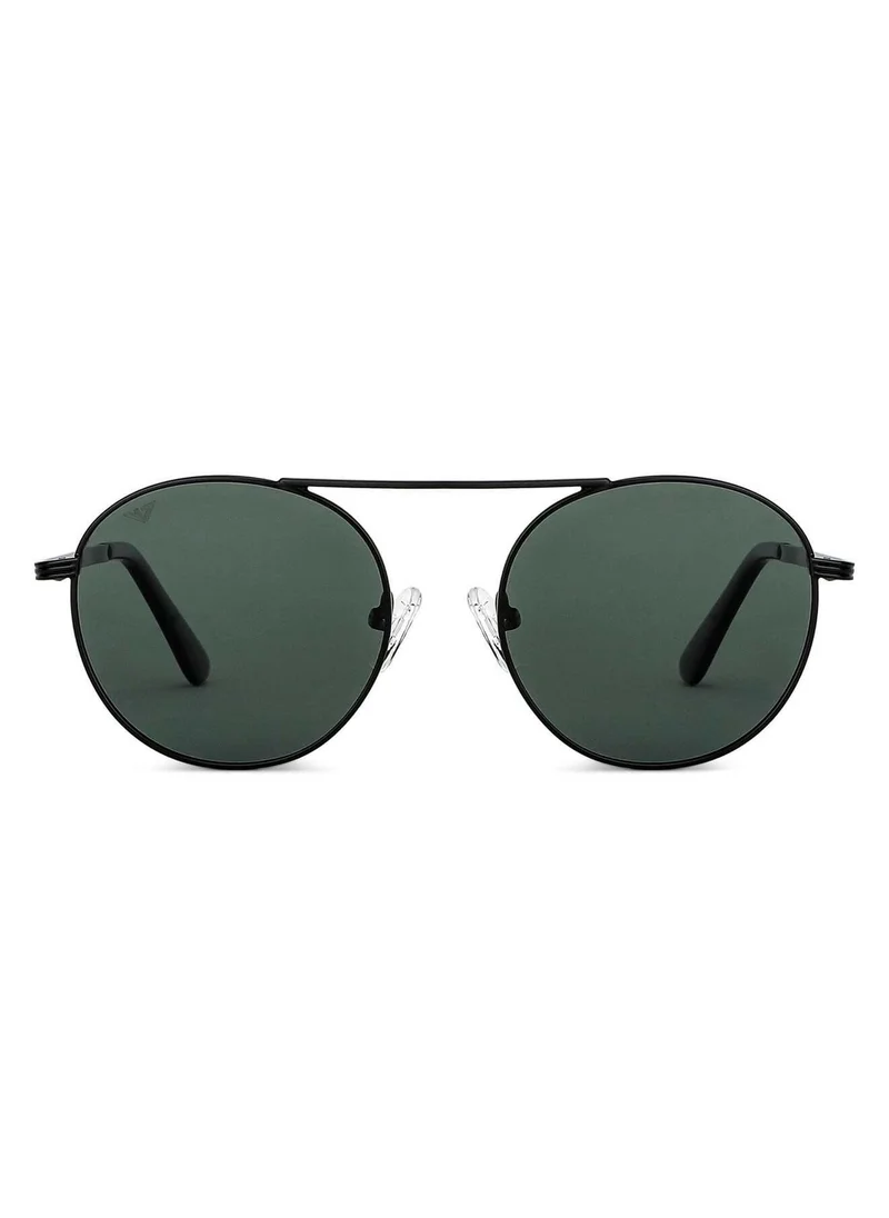 VINCENT CHASE VINCENT CHASE EYEWEAR By Lenskart | Green Black Full Rim Round Stylish Sunglasses | Polarized and UV Protected | For Men and Women | Small | VC S14082- Pack of 1
