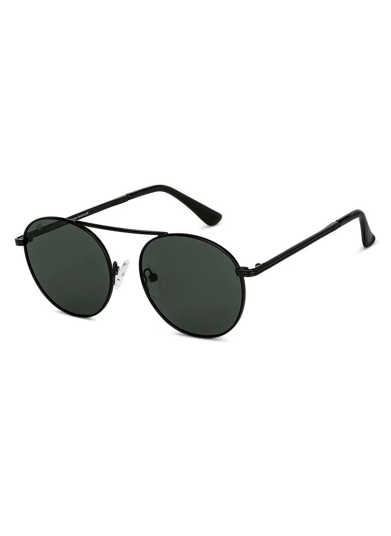 VINCENT CHASE VINCENT CHASE EYEWEAR By Lenskart | Green Black Full Rim Round Stylish Sunglasses | Polarized and UV Protected | For Men and Women | Small | VC S14082- Pack of 1
