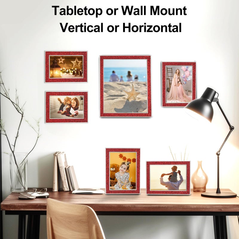HIKWADERY 8x10 Picture Frame Glitter  Red Bling 8 by 10 Photo Frames with HD Real Glass  for Wall or Tabletop Display  Christmas Gifts Decorations(8 x 10  Red) - Image 4