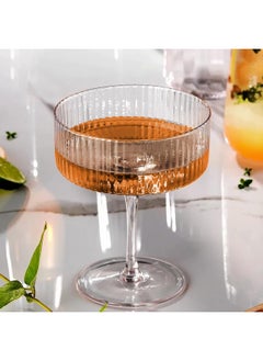 montex Montex 6 Pcs Ribbed Coupe Glasses, 10 oz Martini Glasses, Classic Vintage Cocktail Galssware, Pefect for Cocktail, Champagne and Gift  - Image 2