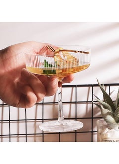 montex Montex 6 Pcs Ribbed Coupe Glasses, 10 oz Martini Glasses, Classic Vintage Cocktail Galssware, Pefect for Cocktail, Champagne and Gift  - Image 5