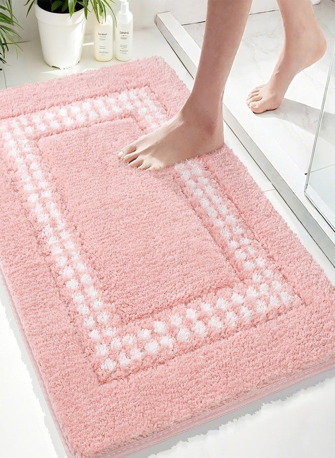 UNIBATH Pink Bathroom Rugs 20x31, Non Slip Washable Bath Mats,Super Soft Microfiber Bathroom Mats, Plush Fluffy Absorbent Bath Rugs for Sink Tub Basin Shower Floor - Image 1