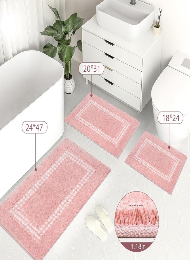UNIBATH Pink Bathroom Rugs 20x31, Non Slip Washable Bath Mats,Super Soft Microfiber Bathroom Mats, Plush Fluffy Absorbent Bath Rugs for Sink Tub Basin Shower Floor - Image 2