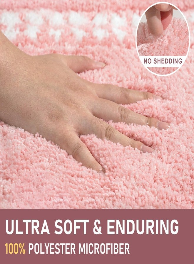 UNIBATH Pink Bathroom Rugs 20x31, Non Slip Washable Bath Mats,Super Soft Microfiber Bathroom Mats, Plush Fluffy Absorbent Bath Rugs for Sink Tub Basin Shower Floor - Image 3