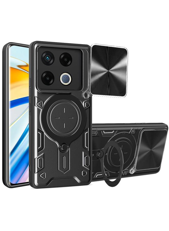 جراب هاتف Infinix GT 20 Pro CD Texture Sliding Camshield حامل مغناطيسي (أسود)