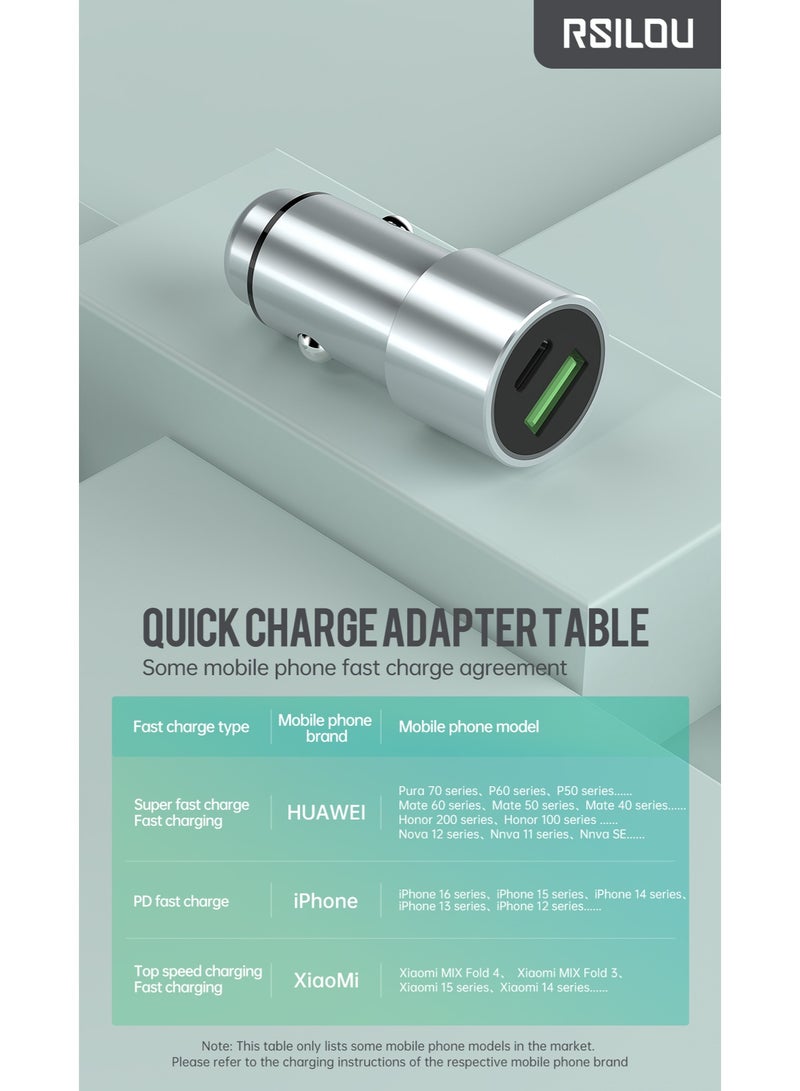 rsilou USB & Type-C 2 IN 1 Dual Ports Fast charging mobile car charger - Image 3