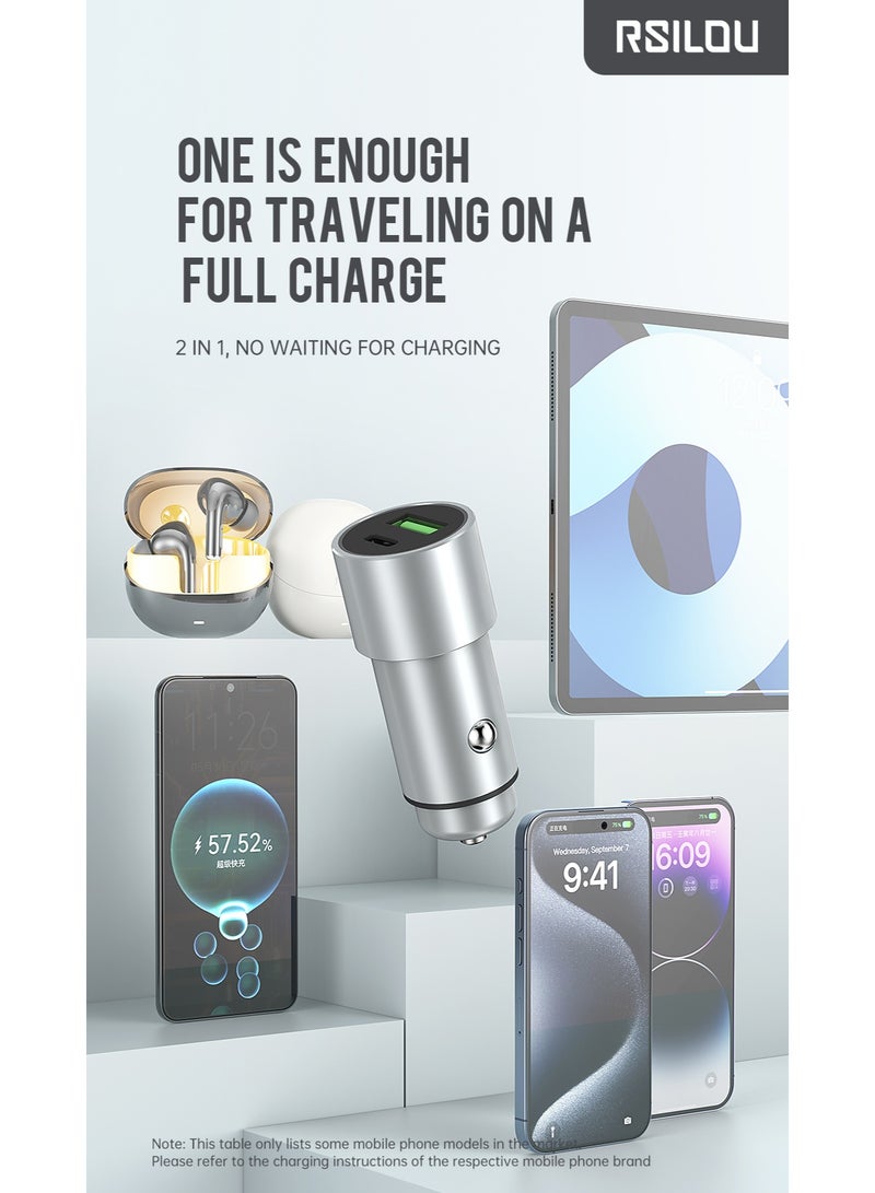 rsilou USB & Type-C 2 IN 1 Dual Ports Fast charging mobile car charger - Image 2