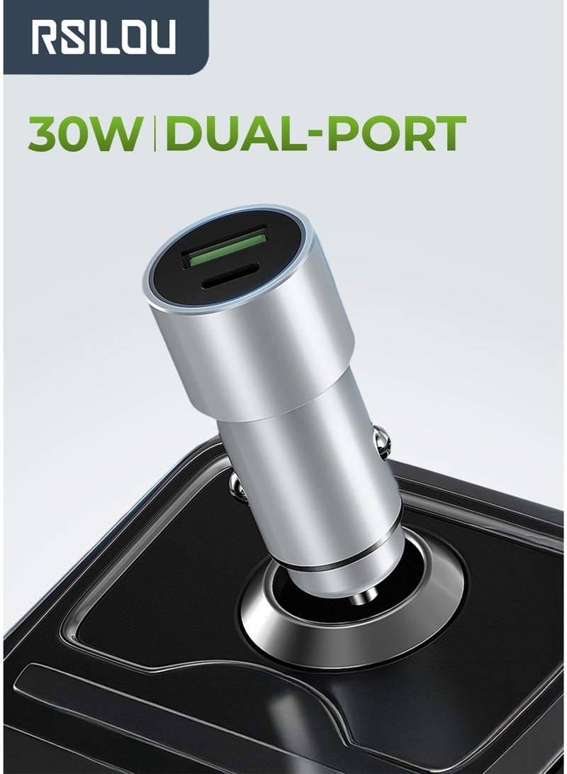 RSILOU-R4518 30W Dual-Port Car Charger – USB-A & Type-C Fast Charging for iPhone, Samsung, Huawei, Xiaomi, Oppo & All PD/QC Devices - Image 1