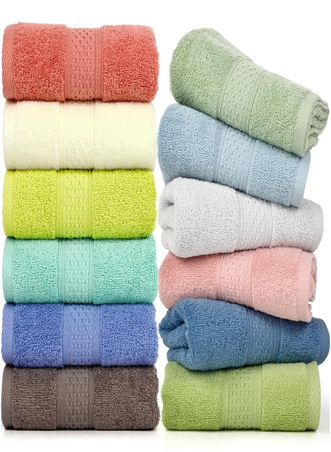 Cleanbear Hand Towels 12 Pack 12 Colors 100% Cotton Hand Towel Set for Bathrooms and Different Family Members - Ultra Soft Bath Hand Towel with Assorted Colors (13 by 29 Inches) - Image 1