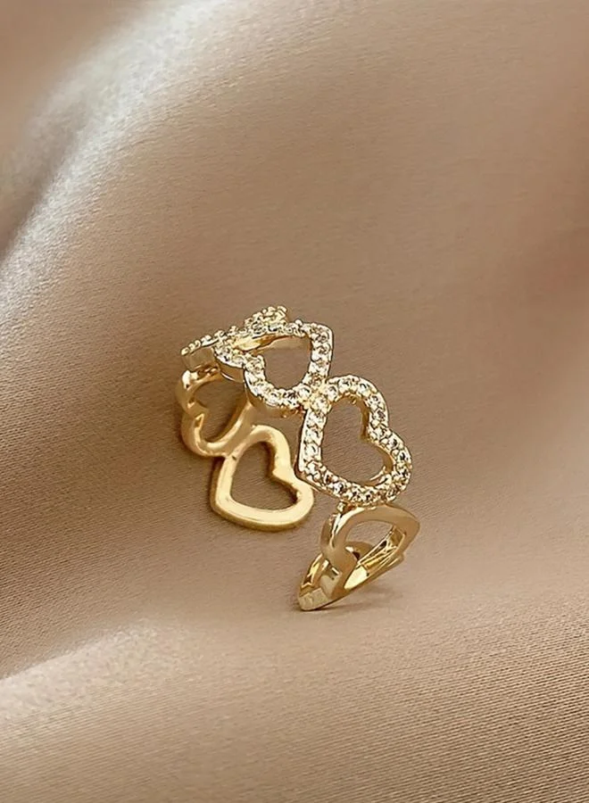 تايك تو خاتم مفتوح بتصميم قلب مرصع بالراين