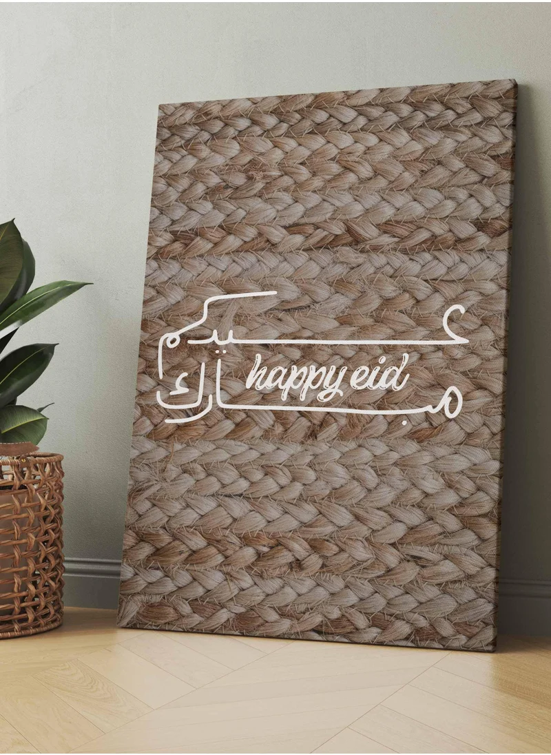 LOWHA Canvas Wall Art Stretched Over Wooden Frame with Eid Mubarak  Painting