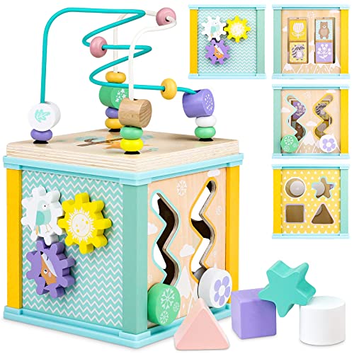 Airlab Wooden Activity Cube Montessori Toys for 1 2 3 Year Old Baby Toys 12 Months Toddlers 13 Birthday Gift Boys Girls Sensory Interactive Learning Toys - Image 1