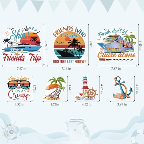 Dazoratix Cruise Door Magnets Decorations - 7 Pcs Retro Friends Trip Magnetic Stickers Ship Cabin Sea Navigation Anchor Stateroom Accessories Summer Carnival Party Fridge Refrigerator Garage Car Decor - Image 2