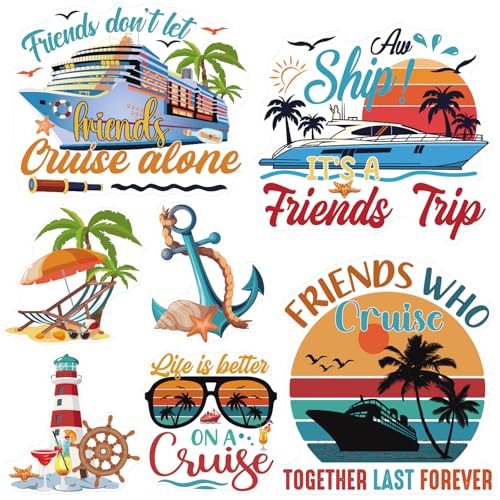 Dazoratix Cruise Door Magnets Decorations - 7 Pcs Retro Friends Trip Magnetic Stickers Ship Cabin Sea Navigation Anchor Stateroom Accessories Summer Carnival Party Fridge Refrigerator Garage Car Decor - Image 1