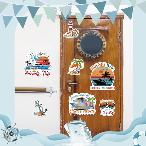 Dazoratix Cruise Door Magnets Decorations - 7 Pcs Retro Friends Trip Magnetic Stickers Ship Cabin Sea Navigation Anchor Stateroom Accessories Summer Carnival Party Fridge Refrigerator Garage Car Decor - Image 4