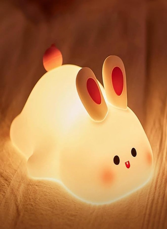 HashWOW Kids Cute Rabbit Night Light Touch Silicone Animal Night Lamp | Rechargeable LED Bedside Lamp for Children's Bedroom | Ideal Gift for Boys, Girls, Toddlers, and Nursery - Image 1
