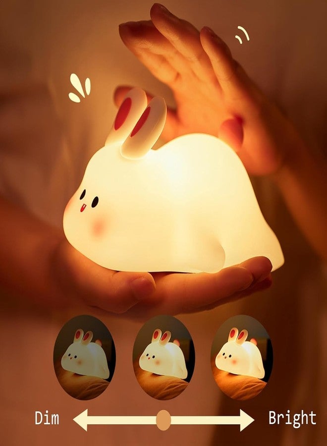 HashWOW Kids Cute Rabbit Night Light Touch Silicone Animal Night Lamp | Rechargeable LED Bedside Lamp for Children's Bedroom | Ideal Gift for Boys, Girls, Toddlers, and Nursery - Image 2