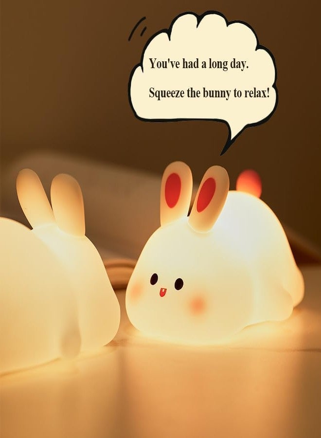 HashWOW Kids Cute Rabbit Night Light Touch Silicone Animal Night Lamp | Rechargeable LED Bedside Lamp for Children's Bedroom | Ideal Gift for Boys, Girls, Toddlers, and Nursery - Image 5