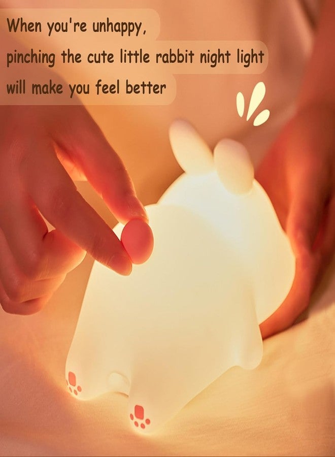 HashWOW Kids Cute Rabbit Night Light Touch Silicone Animal Night Lamp | Rechargeable LED Bedside Lamp for Children's Bedroom | Ideal Gift for Boys, Girls, Toddlers, and Nursery - Image 4