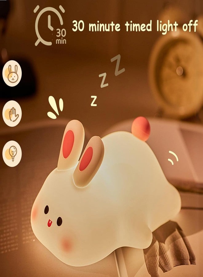 HashWOW Kids Cute Rabbit Night Light Touch Silicone Animal Night Lamp | Rechargeable LED Bedside Lamp for Children's Bedroom | Ideal Gift for Boys, Girls, Toddlers, and Nursery - Image 3