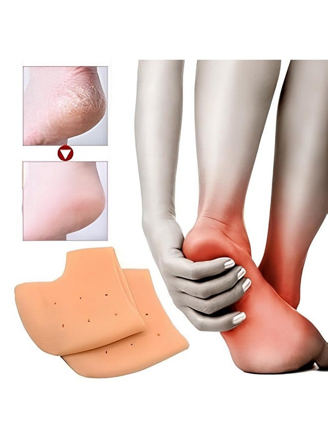 BRIGHTZONE Anti Crack Silicon Gel Heel And Foot Protector Moisturizing Socks for Foot Care, Pain Relief And Heel Cracks Free Size For Men And Women (Silicon Half Heel, 1 Pair) - Image 2