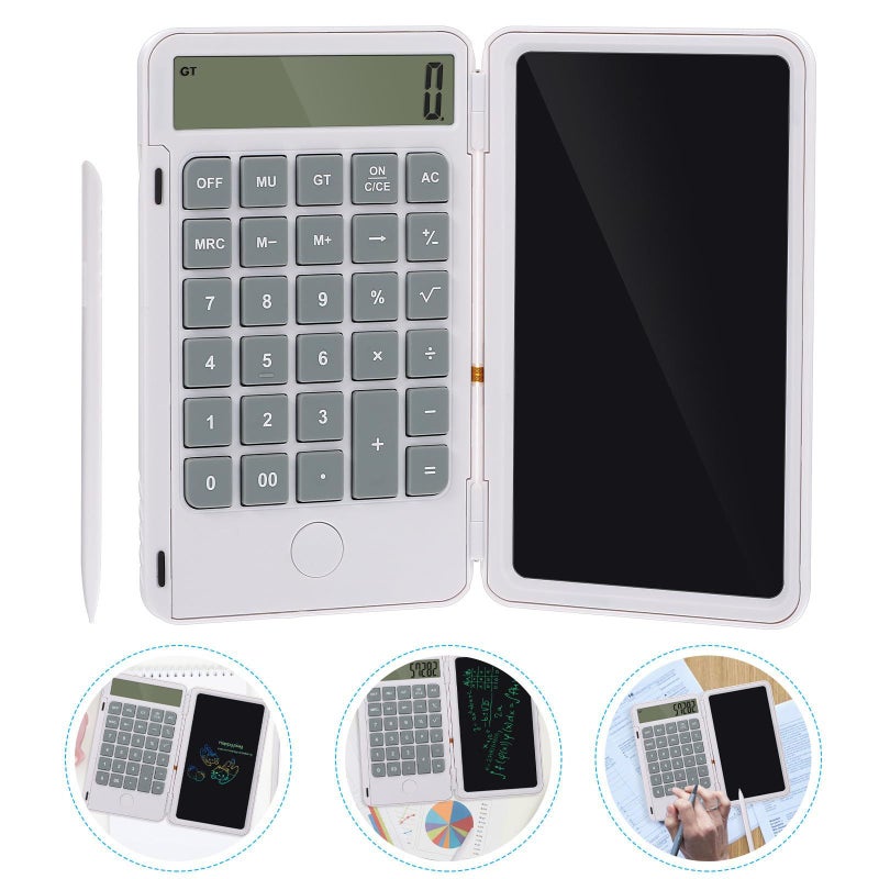 White LCD Writing Pad Calculator 120mAh Portable Office School Tool - Image 5