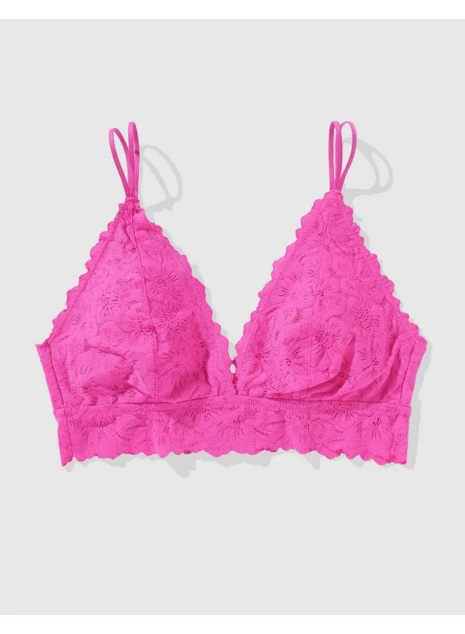 Aerie Show Off Rosey Lace Padded Plunge Bralette