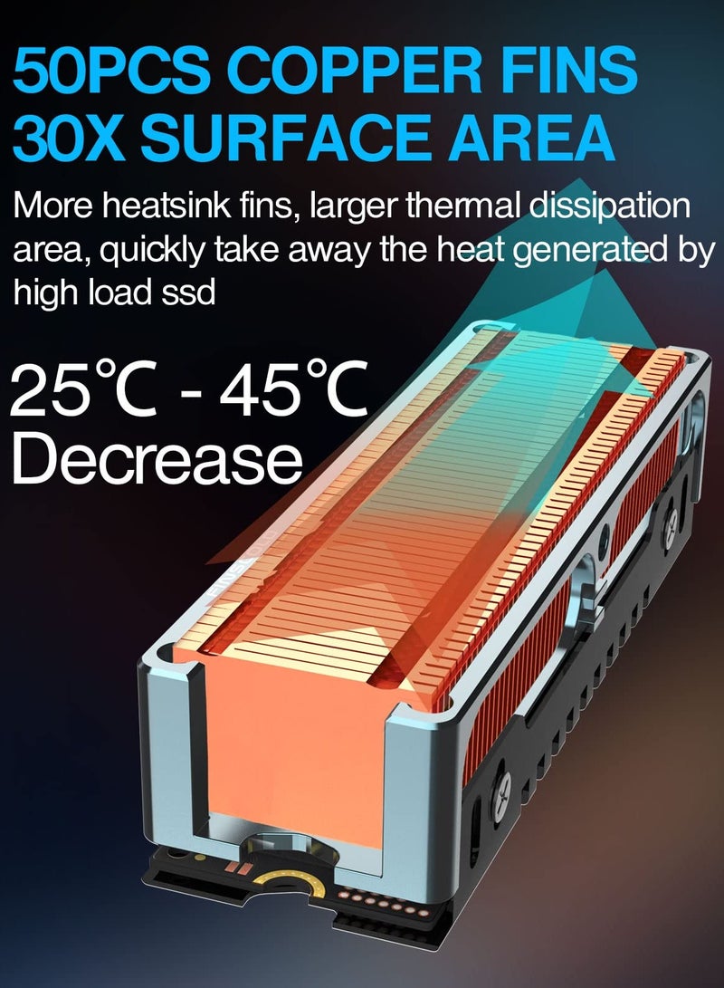 SOLARAE Q150 M.2 2280 SSD heatsink, Double-Sided Heat Sink, Fins with Aluminum Frame Passive Heat Sinks for M.2 SSD PC and Computer,Desktop High Performance SSD Cooler - Image 2