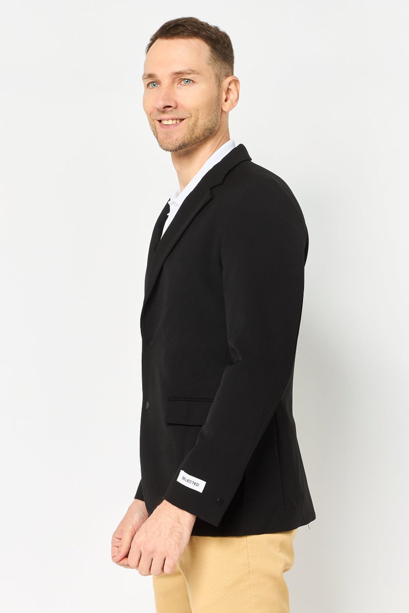 SELECTED Men Regular Fit Plain Casual Blazer, Black - Image 4