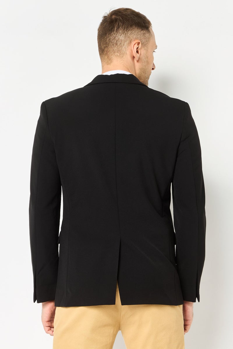 SELECTED Men Regular Fit Plain Casual Blazer, Black - Image 2