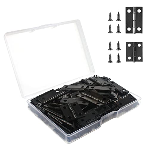 VIPMOON 70PCS Small Hinges for Wooden Box, Mini Black Hinges with 300 Tiny Screws, 24 x 16mm & 18 x 15mm, for DIY Small Crafts/Jewelry Box 2 Sizes - Image 1