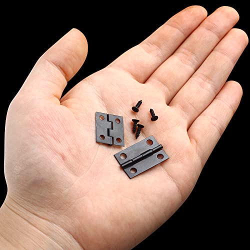 VIPMOON 70PCS Small Hinges for Wooden Box, Mini Black Hinges with 300 Tiny Screws, 24 x 16mm & 18 x 15mm, for DIY Small Crafts/Jewelry Box 2 Sizes - Image 3
