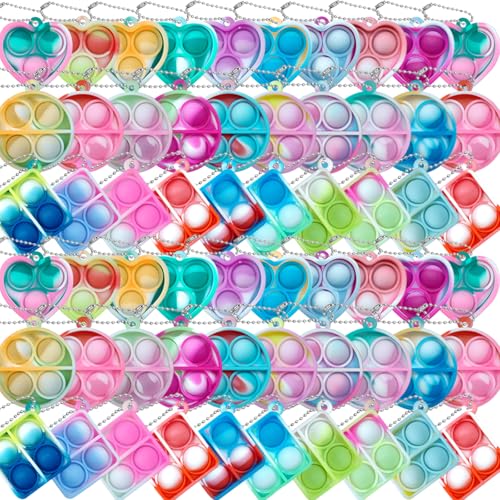 ONKULL Pop Fidget Keychain 60 Pack Mini Fidget Toys Bulk Sensory Toys for Kids Party Favors for Kids 48812 Year Back to School Gifts for Classroom Easter Goodie Bags Stuffers - Image 1