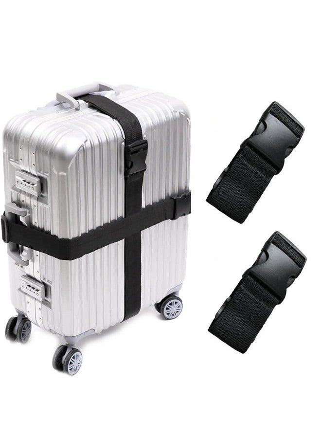iCONY Luggage Straps for Suitcases 2INCH X6.5FEET with Quick Release Buckle Adjustable, Premium Accessory for Travel Bag Closure Bright Colors 2pack (Black) - Image 1