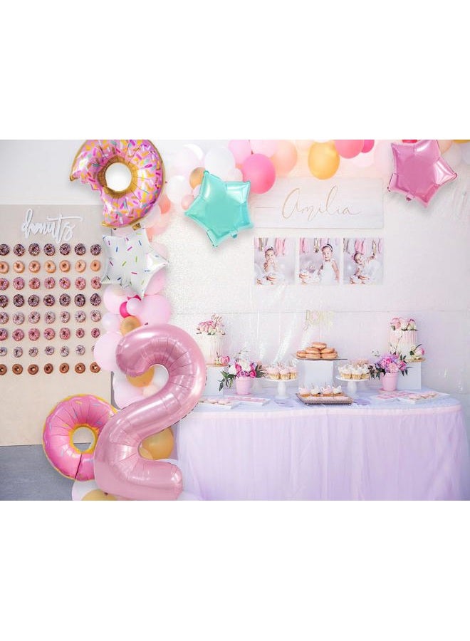 Dokuna 6 Pcs 40' Pink Donut Balloons for Girls' 2nd Birthday Party Decorations - Image 5