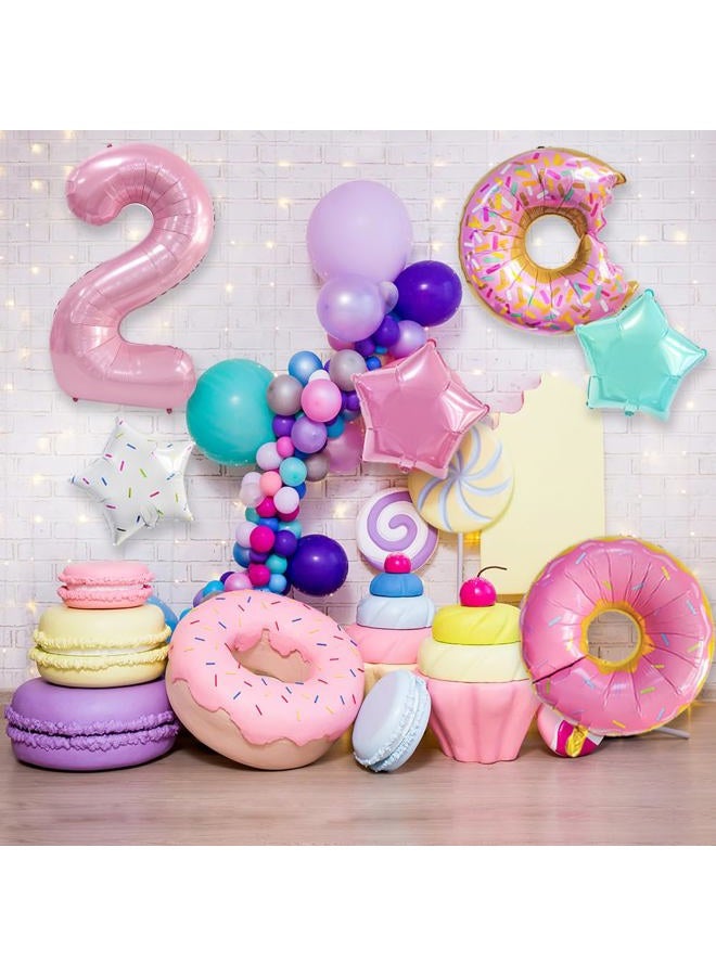Dokuna 6 Pcs 40' Pink Donut Balloons for Girls' 2nd Birthday Party Decorations - Image 4