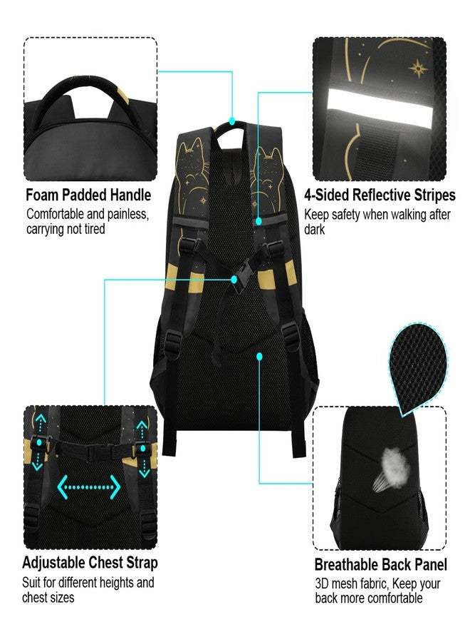 Glaphy Black Cat Moon Backpack Laptop School Book Bag Lightweight Daypack for Men Women Teens Kids - Image 5