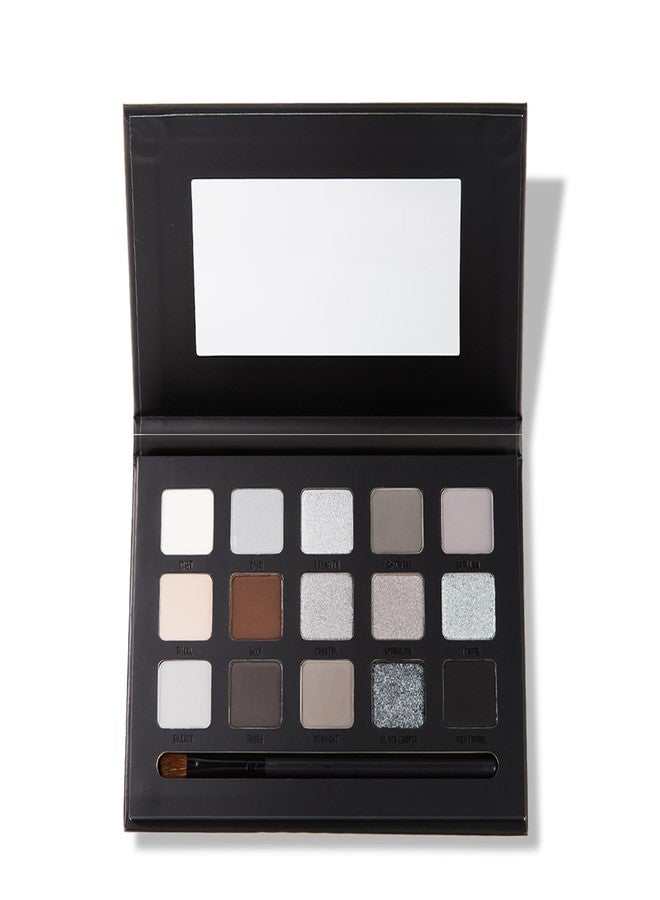 VANERIA Black Smoky Eyeshadow Palette,15 Colors Goth Makeup,Silver Grey Eyeshadow,High Pigment,Long Wear,Cool Toned Eyeshadow Palette,Waterproof,Intense Color(Gothic Black) - Image 1